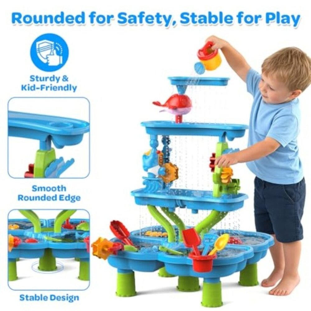 Water Sand Table for Toddler Kids - 4-Tier Multifunctional Summer Toys,Outdoor B - Picture 7 of 8